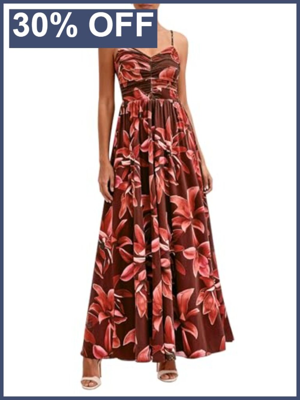 Women Floral Maxi Dress Sleeveless V-Neck Boho Summer Beach Vacation